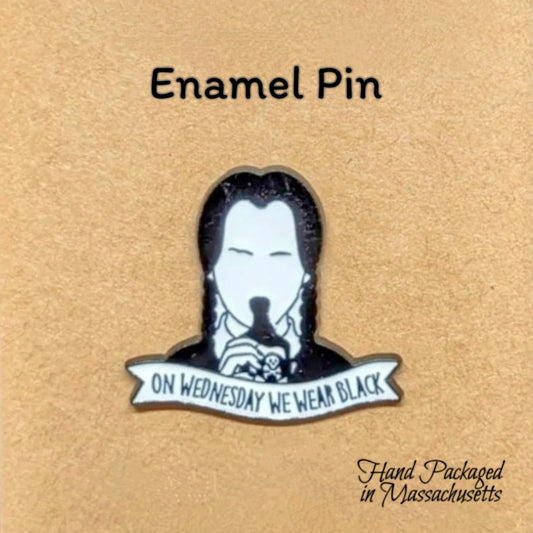 On Wednesday we wear black enamel pin #131