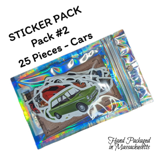 STICKER PACK - Pack #2 - 25 Pieces - Cars