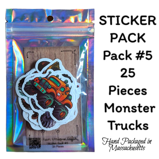 STICKER PACK - Pack #5 - 25 Pieces - Monster Trucks