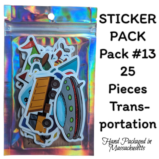 STICKER PACK - Pack #13 - 25 Pieces - Transportation