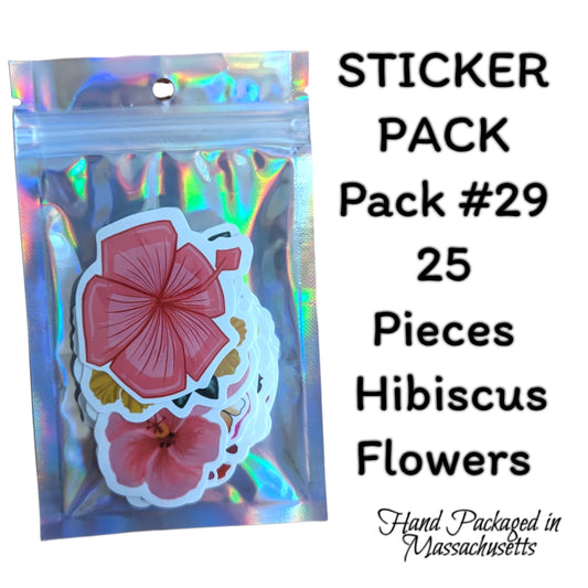 STICKER PACK - Pack #29  - 25 Pieces - Hibiscus Flowers