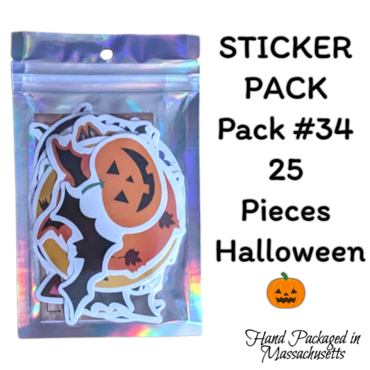 STICKER PACK - Pack #34  - 25 Pieces - Halloween