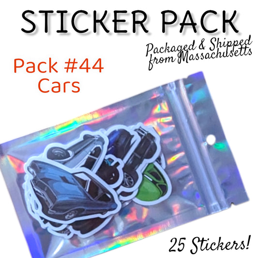 STICKER PACK - Pack #44  - 25 Pieces - Cars