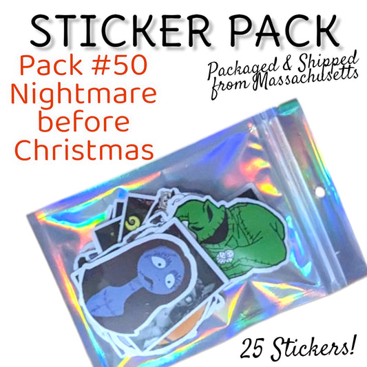 STICKER PACK - Pack #50  - 25 Pieces - Nightmare before Christmas