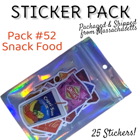 STICKER PACK - Pack #52  - 25 Pieces - Snack Foods
