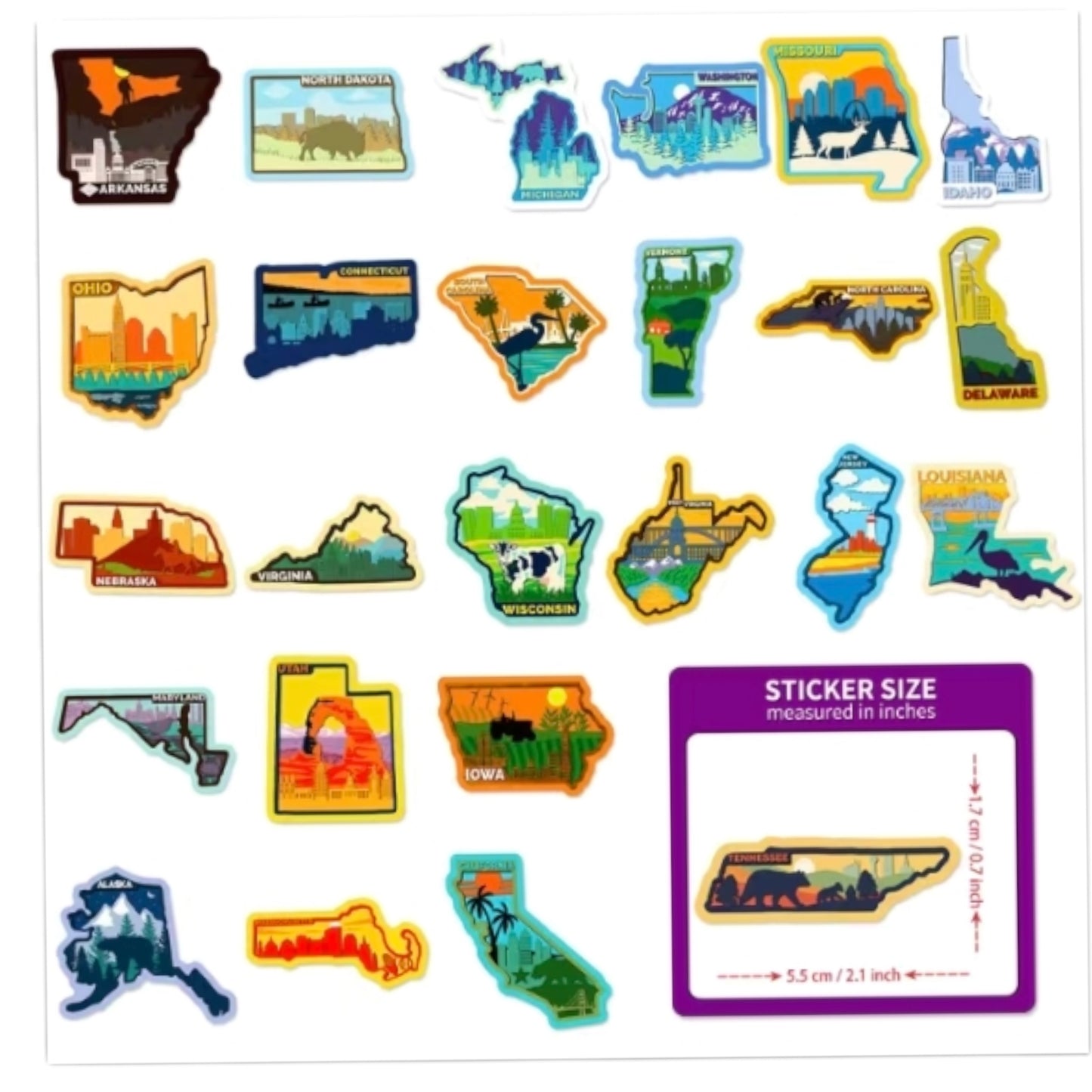 STICKER PACK - Pack 60 - States - 50 pieces